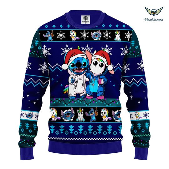 Stitch Unicorn Ugly Sweater, Merry Christmas Ugly Christmas Sweater, Stitch Sweatshirt, Stitch Fans Gift