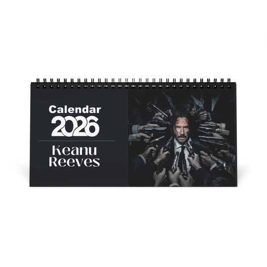Discover Keanu Reeves 2026 Desk Calendar | Premium Spiral Bound Celebrity Photo Calendar | Collectible Fan Gift | Stylish Desk & Office Dcor