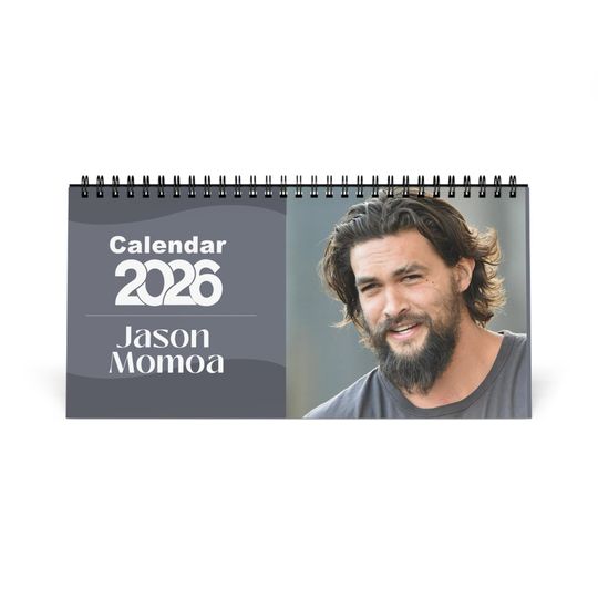 Jason Momoa 2026 Desk Calendar | Premium Spiral Bound Celebrity Photo Calendar | Fan Collectible Gift | Stylish Desk & Office Dcor