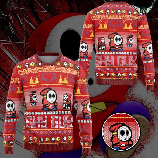 Super Mario Shy Guy Ugly Sweater, Bowser Mario Bros Xmas Sweatshirt, Christmas Mario Sweater, Ugly Christmas Party, Video Games Ugly Sweater