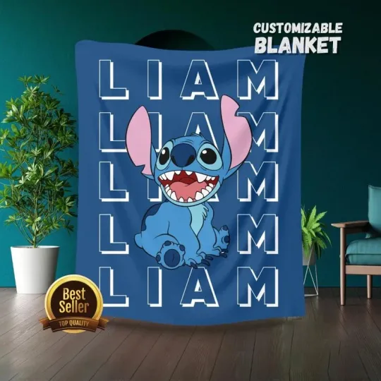 Discover Disney Aloha Stitch Personalized Disney Holiday Fleece Blanket