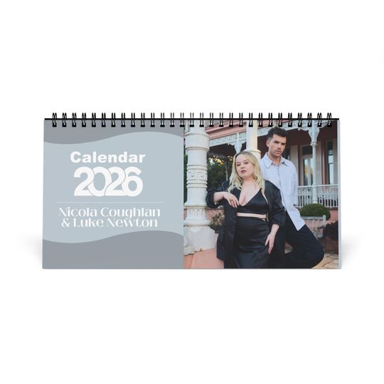 Discover Nicola Coughlan & Luke Newton 2026 Desk Calendar | Premium Spiral Bound Celebrity Photo Calendar | Collectible Fan Gift | Stylish Desk