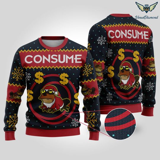 Futurama Ugly Christmas Sweatshirt | Hypnotoad Consume Ugly Sweater | American Sitcom Ugly Xmas Sweatshirt | Gamer Gift | Futurama Gift