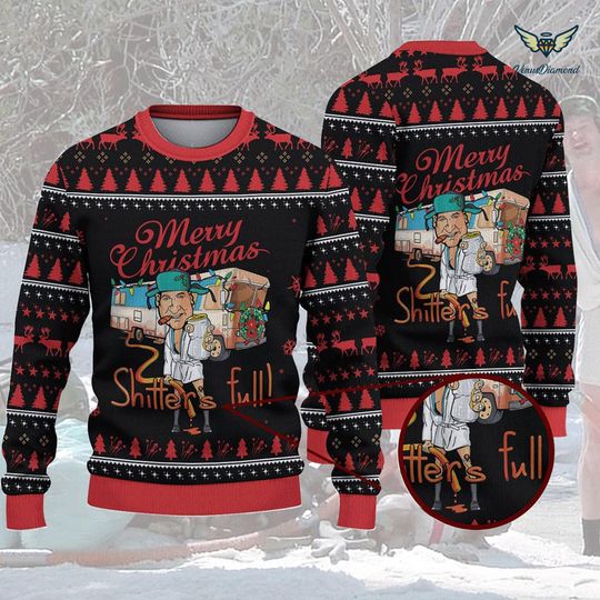 Merry Christmas Shitters Full Ugly Christmas Sweater, Funny Ugly Sweater Gift For Christmas, Ugly Sweater, Ugly Christmas Sweater
