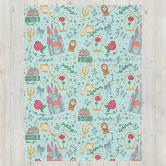 Discover Disney Belle Beauty And The Beast Floral Cozy Fleece Blanket