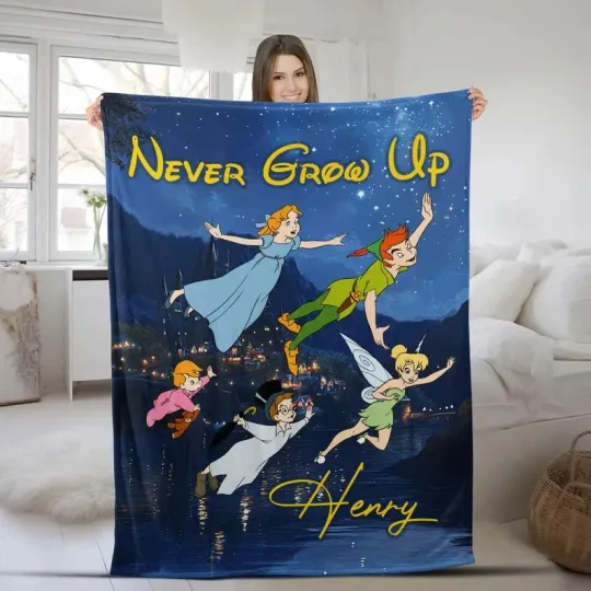 Discover Disney Peter Pan Never Grow Up Customize Fleece Blanket, Fleece Blanket
