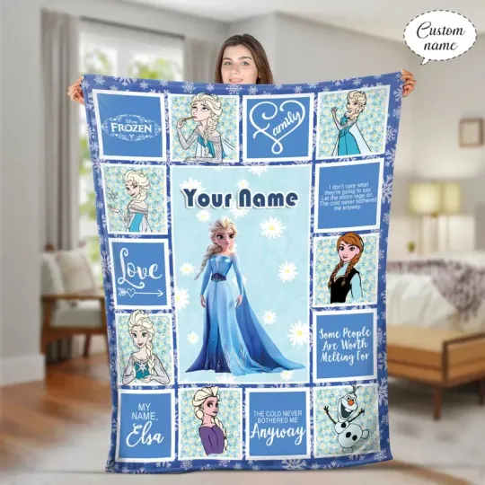 Discover Personalized Princess Elsa Frozen Disney Fleece Blanket