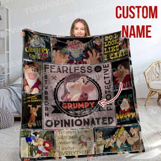 Discover Personalized The Seven Dwarfs Blanket, Disney Custom Name Blanket