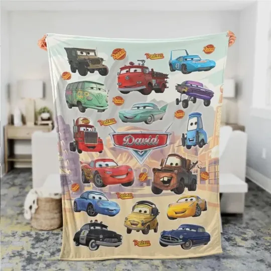 Discover Personalized Disney Cars McQueen Route 66 Disney Holiday Fleece Blanket