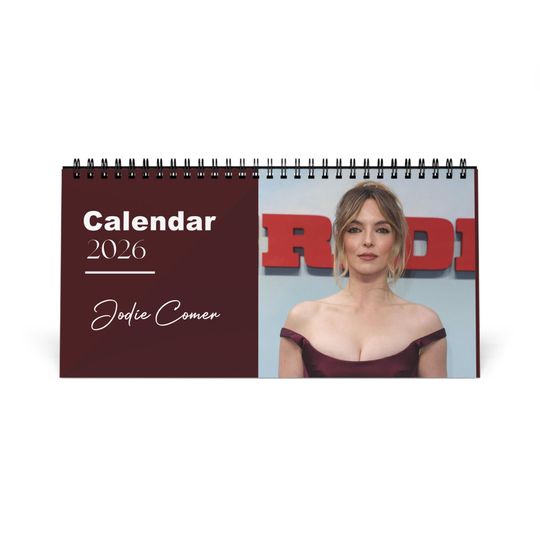 Discover Jodie Comer 2026 Desk Calendar | Premium Spiral Bound Celebrity Photo Calendar | High-Quality Fan Gift & Desk Dcor