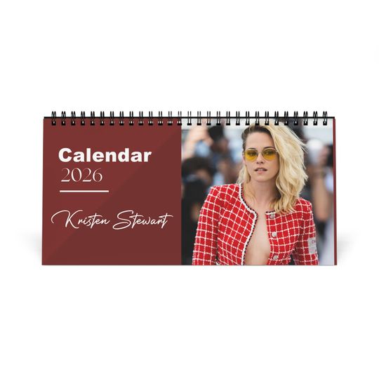 Discover Kristen Stewart 2026 Desk Calendar | Premium Spiral Bound Celebrity Photo Calendar | High-Quality Fan Gift & Desk Dcor