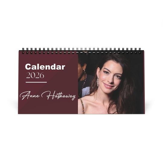 Discover Anne Hathaway 2026 Desk Calendar | Premium Celebrity Photo Calendar | Elegant Collectible Gift for Fans | Stylish Spiral Bound Desk Dcor