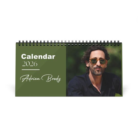 Discover Adrien Brody 2026 Desk Calendar | Premium Spiral Bound Celebrity Photo Calendar | High Quality Collectible Gift for Fans & Desk Dcor