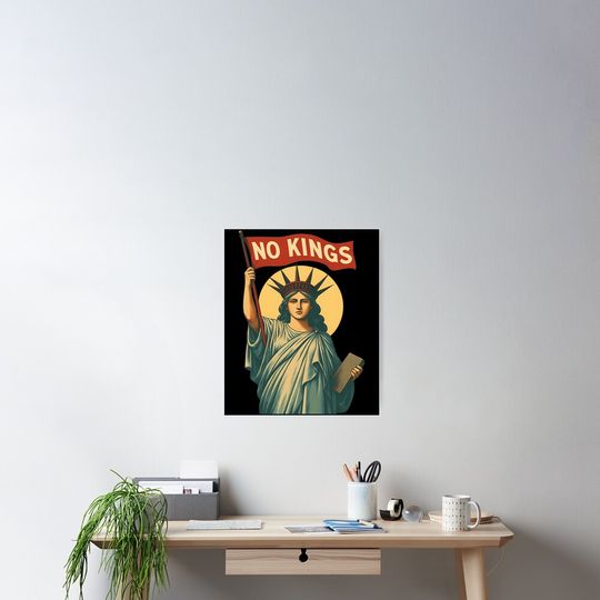 Discover No Kings Protest Art Vintage Poster