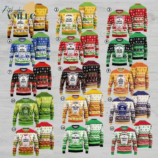 Discover Xmas&nbsp;Condiments Ugly Sweater, Christmas Condiments Sweater, Condiments Ugly Christmas Sweatshirt, Family Christmas Matching Sweater