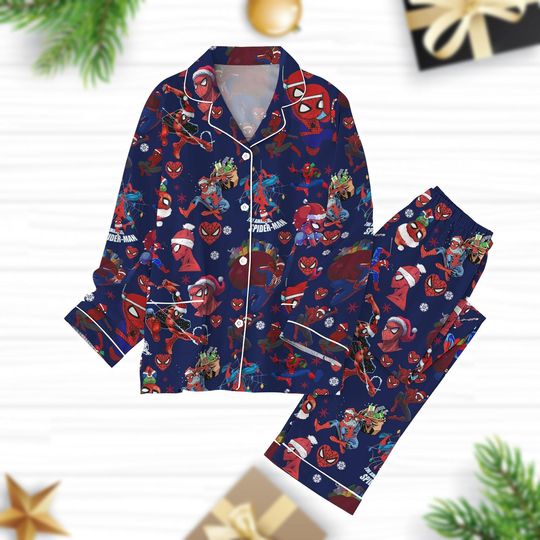 Discover Disney Spider-Man Christmas Pajama Set, Marvel Avengers Sleepwear for Adults, Matching Family Pajamas