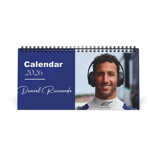 Discover Daniel Ricciardo 2026 Desk Calendar | Premium Spiral Bound F1 Celebrity Photo Calendar | High-Quality Gift for Fans & Desk Dcor