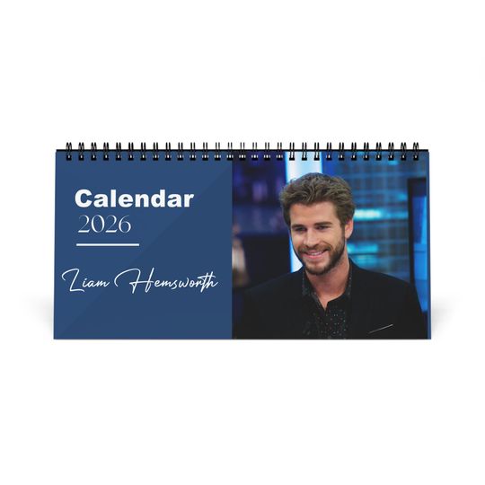 Discover Liam Hemsworth 2026 Desk Calendar | Premium Spiral Bound Celebrity Photo Calendar | High-Quality Fan Gift & Desk Dcor