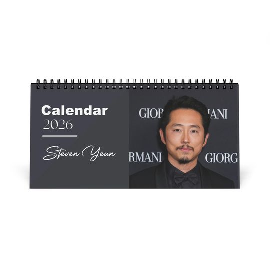 Discover Steven Yeun 2026 Desk Calendar | Premium Spiral Bound Celebrity Photo Calendar | High-Quality Fan Gift & Desk Dcor