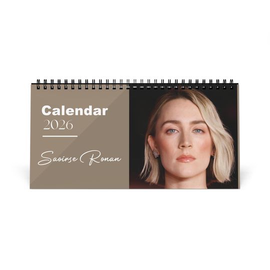 Discover Saoirse Ronan 2026 Desk Calendar | Premium Spiral Bound Celebrity Photo Calendar | High-Quality Fan Gift & Desk Dcor