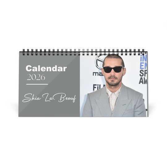 Discover Shia LaBeouf 2026 Desk Calendar | Premium Spiral Bound Celebrity Photo Calendar | High-Quality Fan Gift & Desk Dcor