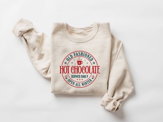 Discover Old Fashioned Hot Chocolate Sweatshirt, Cozy Christmas Sweater, Retro Holiday T-Shirt