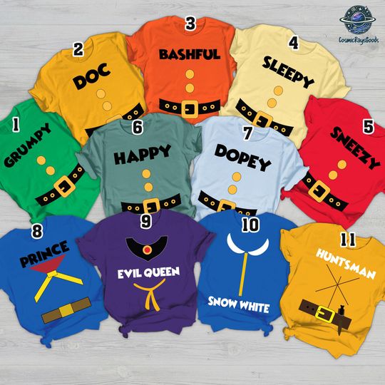 Discover Seven Dwarfs Custome,Matching 7 Dwarf Group Shirt,7 Dwarfs Halloween Shirt,Family Matching Shirt,7 Dwarf Costume Group Shirt,7 Dwarf Shirt