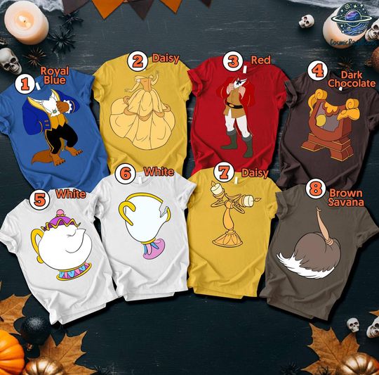 Beauty and the Beast Halloween Costume T-shirt, Beauty and the Beast Characters, Disneyland Halloween Costume Party, Family Matching T-shirt