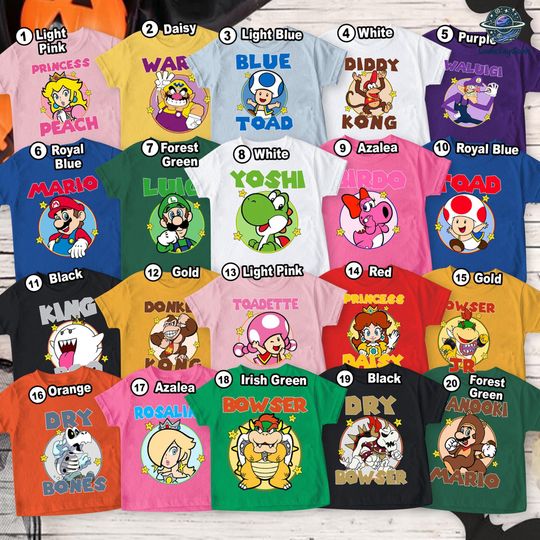 Family Halloween Matching T-shirt, Super Mario Halloween Costume Tee, Group Halloween Matching Shirts, Mario Bros Costumes Idea