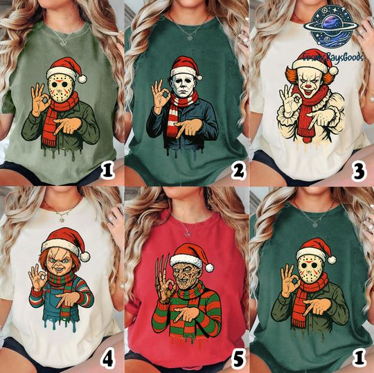 Discover Horror Characters Six Seven Christmas Shirt, 6 7 Shirts, Funny Matching Shirt, Trendy Tiktok Christmas Party Shirt, 67 Six Seven Meme Shirt