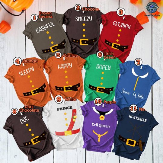 Snow White And The Seven Dwarfs Halloween Costume Tees, Snow White and Seven Dwarfs Matching Shirts, Halloween Group Shirts, Halloween Party