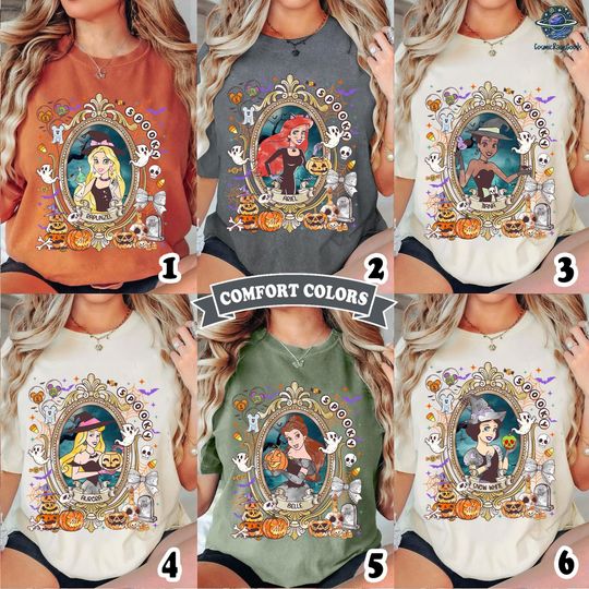 Princess Characters Halloween Shirt, Disneyland Princess Shirt, Halloween Girls Trip Shirt, Halloween Princess Multiple Design Option