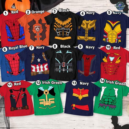 Super Heroes Costume T-shirt, Avengers Costume Shirt, Iron Man Spiderman Thor Hulk, Halloween Group Matchign Tees, Avengers Group Shirts