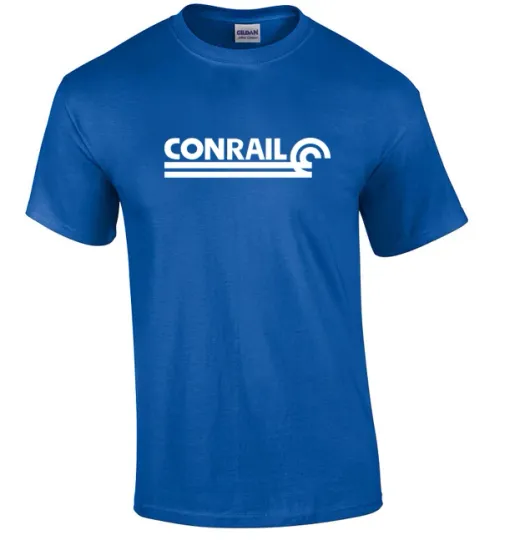 Discover Royal Blue T-Shirt with White Conrail Logo, Railroad Train Tee