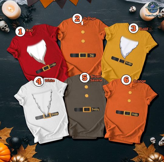 Discover Halloween Seven Dwarfs Costume T-Shirt, Snow White and Seven Dwarfs Shirt, Seven Dwarfs Costume Tee, Halloween Group Costume