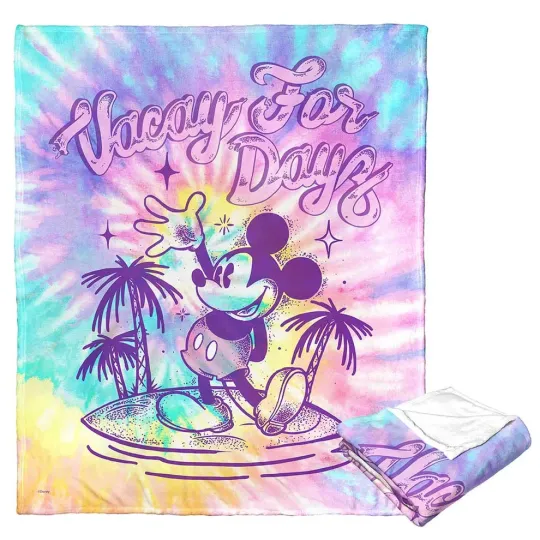 Discover Disney Mickey Mouse Vacay For Day Tie Dye Cozy Fleece Blanket