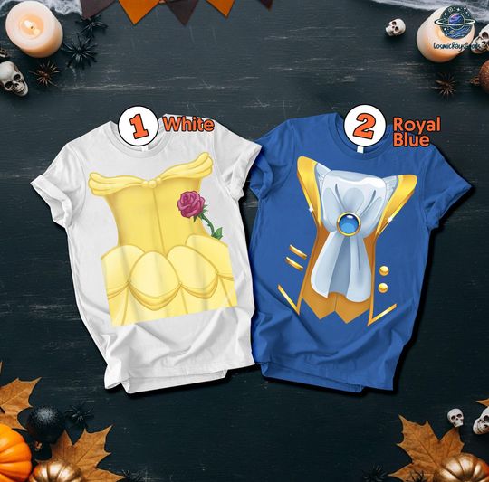 Beauty and the Beast Couple Matching Shirts, Halloween Couple Costume, Prince and Princess Costume, Halloween Cosplay Outfits, Couple Shirts