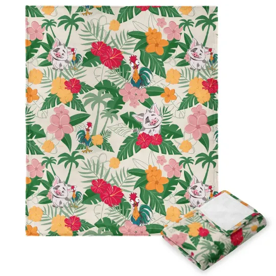 Discover Disney Moana 2 Tropical Paradise Hei Hei Pua Pua Cozy Fleece Blanket