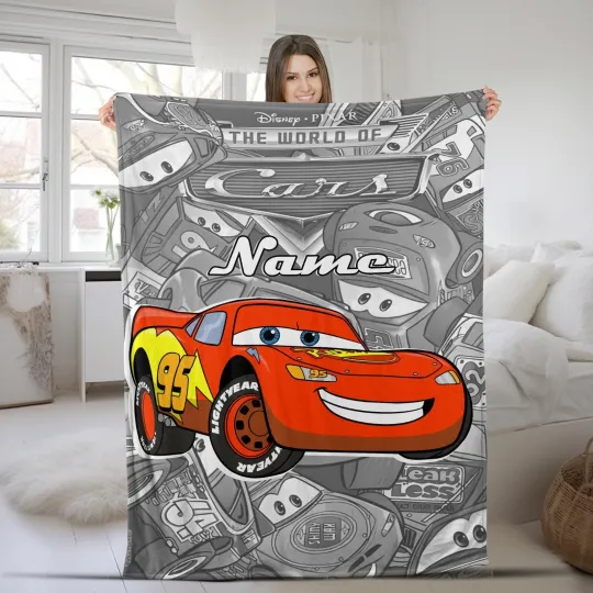Discover Personalized Name Lightning Mcqueen Blanket, Cars Movie Blanket, Disney Cars Cha