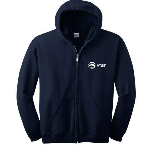 Discover At&t Logo Full Zip Hoodie Retro 80s 90s Phone Company Geek Hooded Sweatshirt