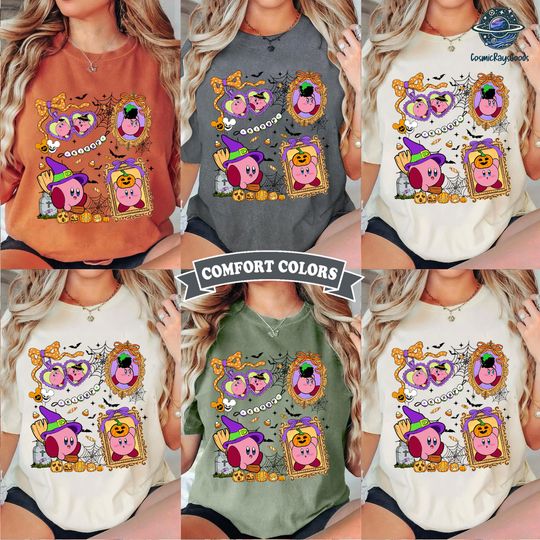Discover Comfort Colors Kirby Halloween Shirt, Kirby Video Game Shirt, Cute Kirby Halloween Shirt, Spooky Season Shirt, Halloween Party 2025