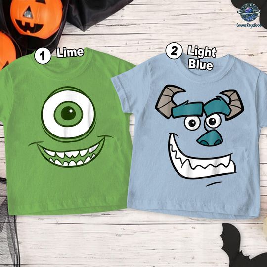 Monsters Inc. Mike Wazowski and James P. Sullivan Halloween Graphic T-Shirt, Monsters Inc. Halloween Costume Tee, Monsters University