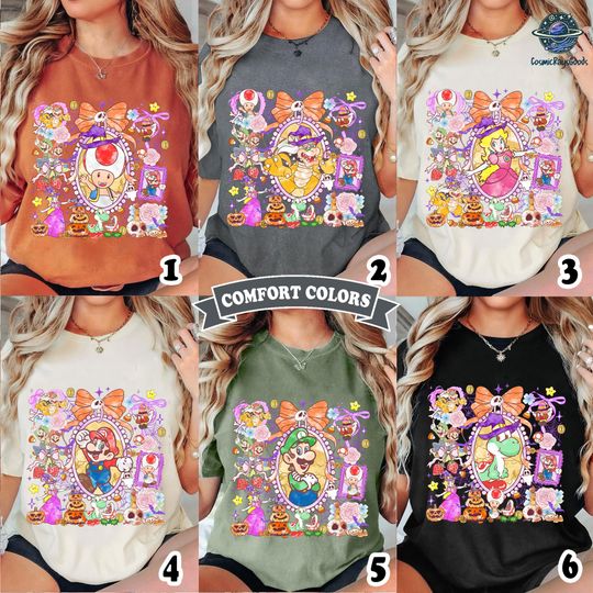 Coquette Bow Mario Halloween Matching Group Shirt, Super Mario Halloween Shirt, Mario Luigi Bowser Yoshi Peach Toad, Mario Halloween Party