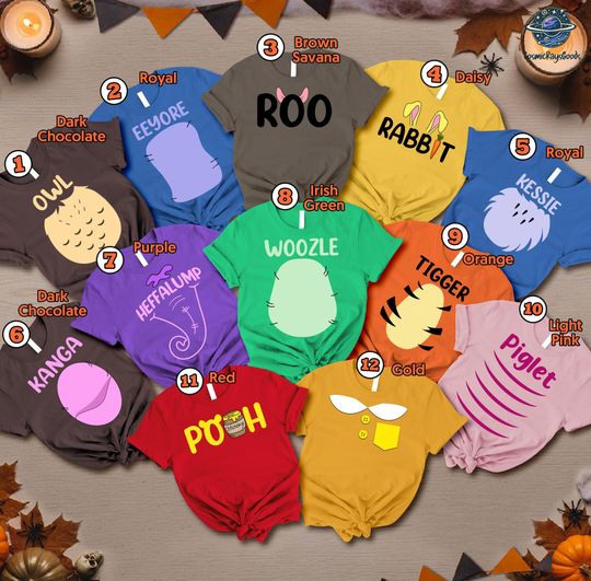 Winnie The Pooh Costume Shirt | Piglet Costume Eeyore Costume Shirt | Tigger Costume Shirt | Pooh Bear Shirt |Family Halloween Costume Shirt
