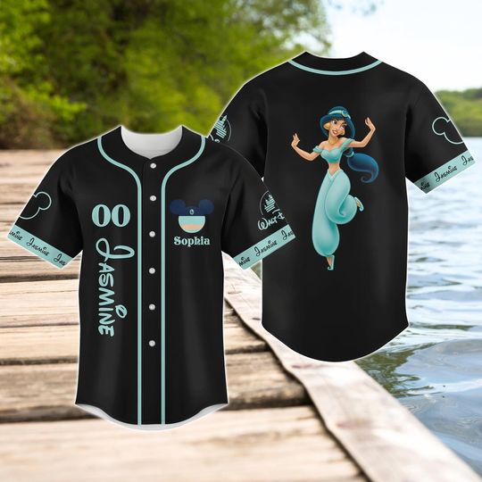 Discover Personalized Jasmine Princess Baseball Jersey, Aladdin Shirt, Disney Princess Jersey Shirt, Magic Kingdom Jersey