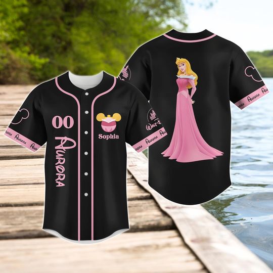 Discover Personalized Aurora Princess Baseball Jersey, Sleeping Beauty Shirt, Disney Princess Jersey Shirt, Disney Matching, Disneyland Trip