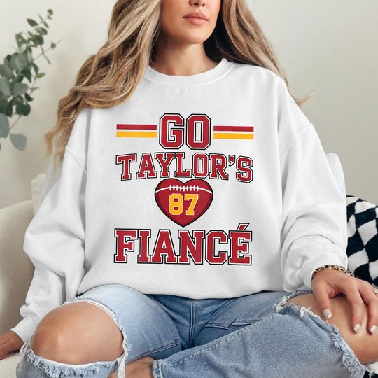 Discover Go Taylors Fiance Sweatshirt, Pop Star Engagement Hoodie, Football Game Day Crewneck, Cute Chiefs Fan Tee, Pop Culture Football Shirt