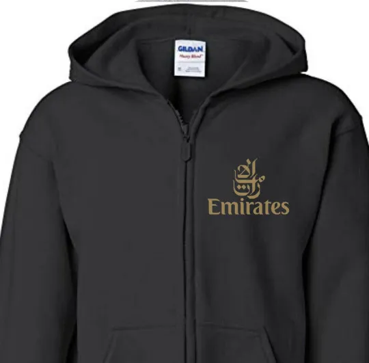 Discover Emirates Gold Retro Logo Full Zip Hoodie Men's Hooded