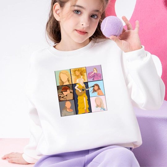 Discover Taylor Kids Jumper, Yellow TS Singer TS Era Style Album Sweatshirt, Swift Kids Jumper, Music Lover Girl T-Jumper