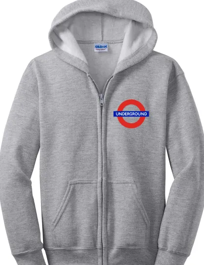The Underground Logo Zip Hoodie London England Subway Train Hooded
